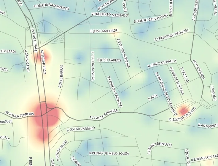 Exemplo de mapa com visualização espacial usada no produto Sua Rua